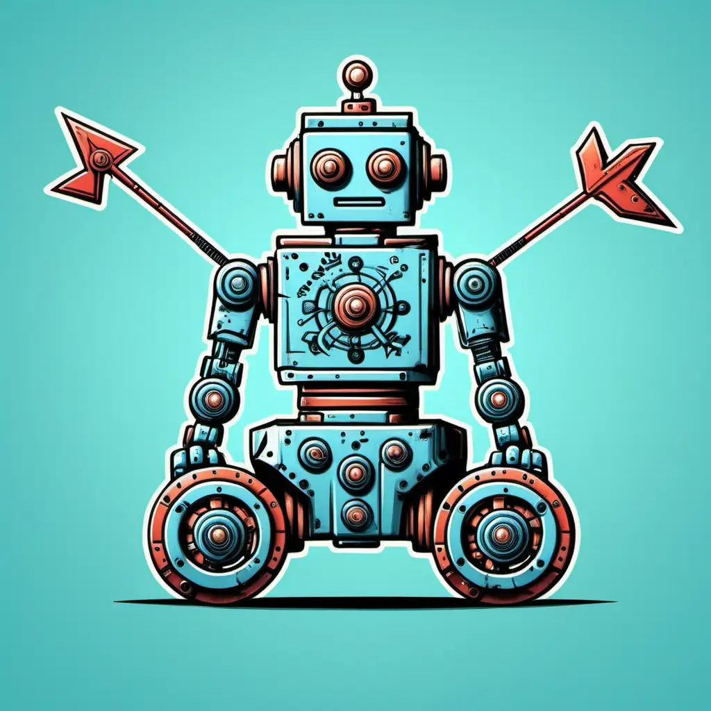 a robot with wheels at the bottom of the image on a light blue background and to this robot there are 3 arrows with the inscription code, one another with the inscription div iczecia with the inscription zabwa
