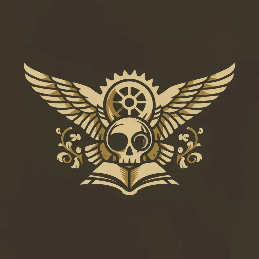 a logo design,with the text "XY COMP", main symbol:skull, raven, book, steampunk,Minimalistic,be used in Entertainment industry,clear background