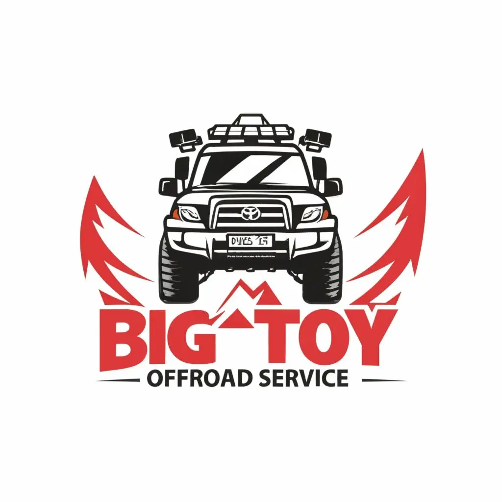 logo, Toyota land cruiser , sahara , OFFROAD SERVICE, with the text "BIGTOY OFFROAD SERVICE", typography, be used in Automotive industry