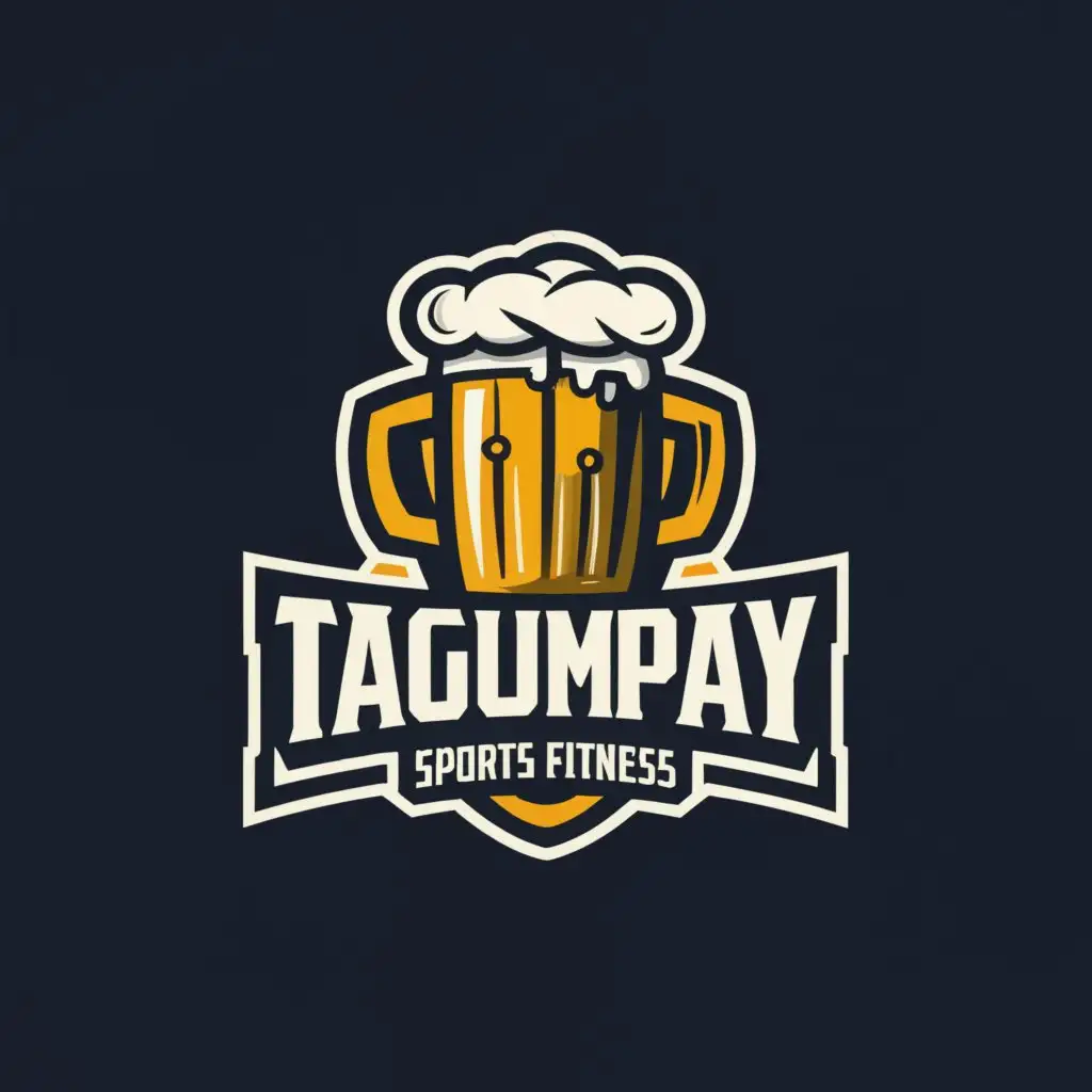a logo design,with the text "Tagumpay", main symbol:beer,Moderate,be used in Sports Fitness industry,clear background