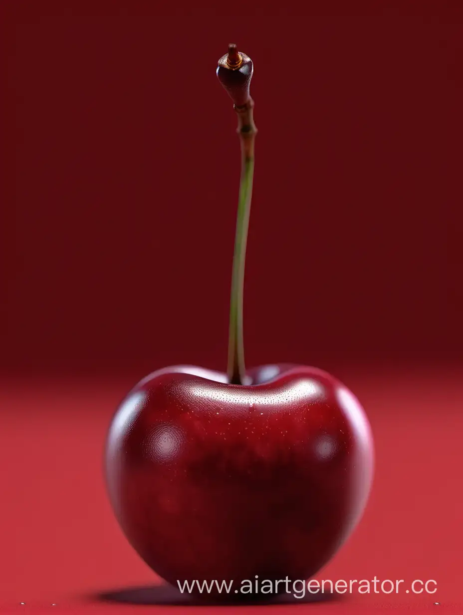 Vibrant-Red-Cherry-CloseUp-HyperRealistic-8K-Image-on-Red-Background