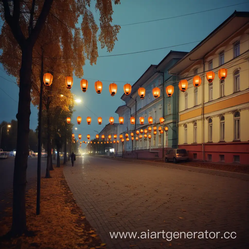 Russian-City-Street-in-the-September-Evening-Light