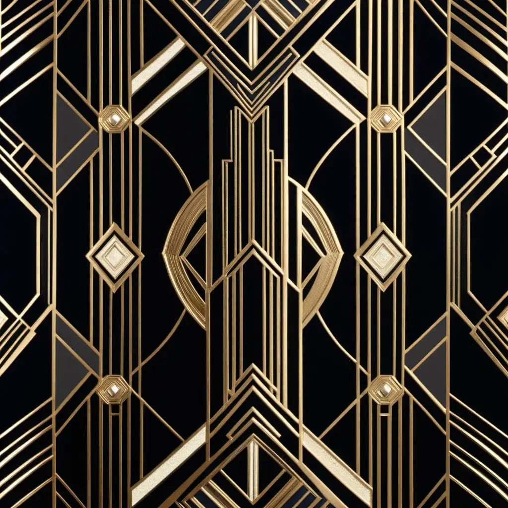 an elegant designed inspired by Art Deco, featuring geometric patterns and metallic accents reminiscent of the roaring twenties. --v 4