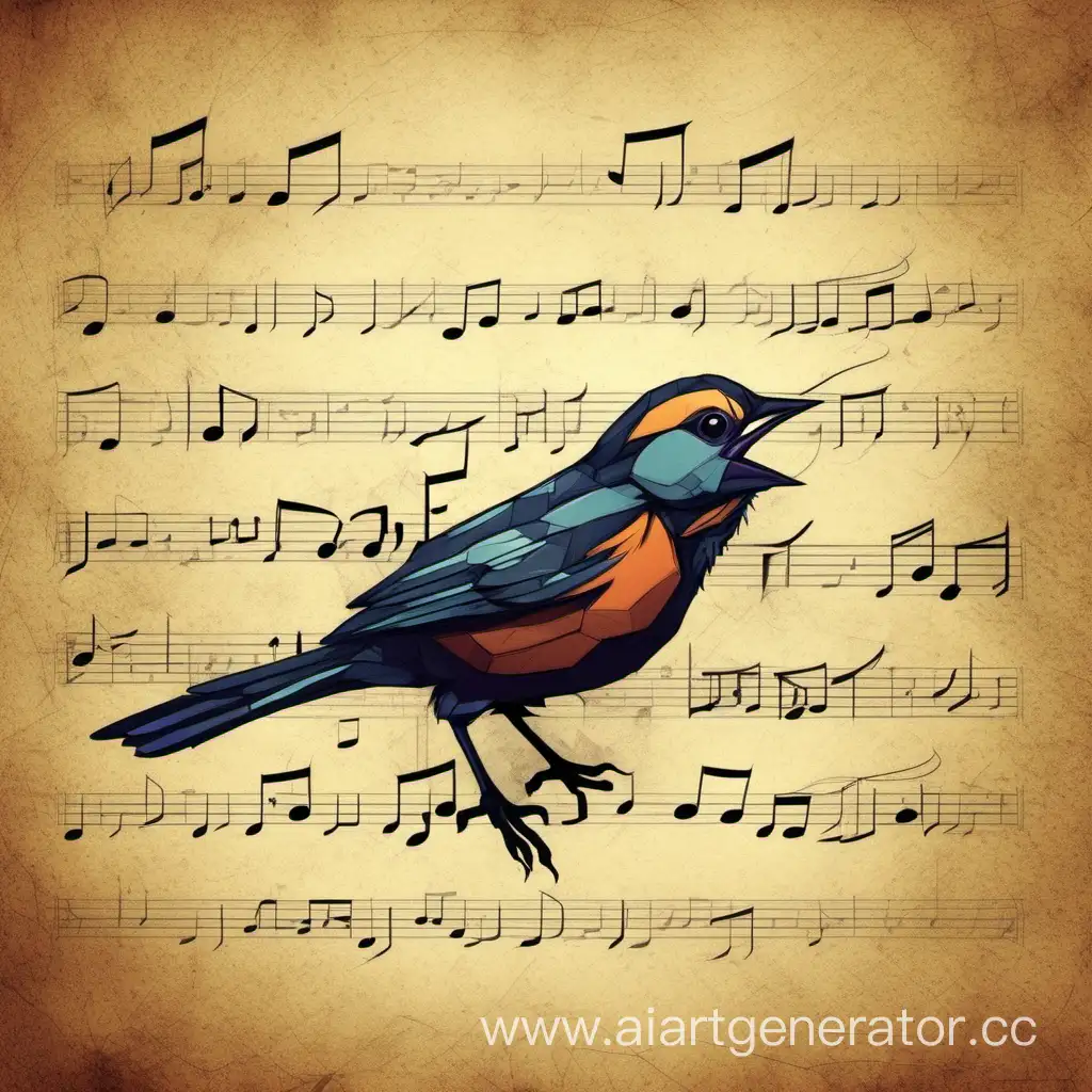 Melodious-Bird-Singing-Amidst-Floating-Musical-Notes