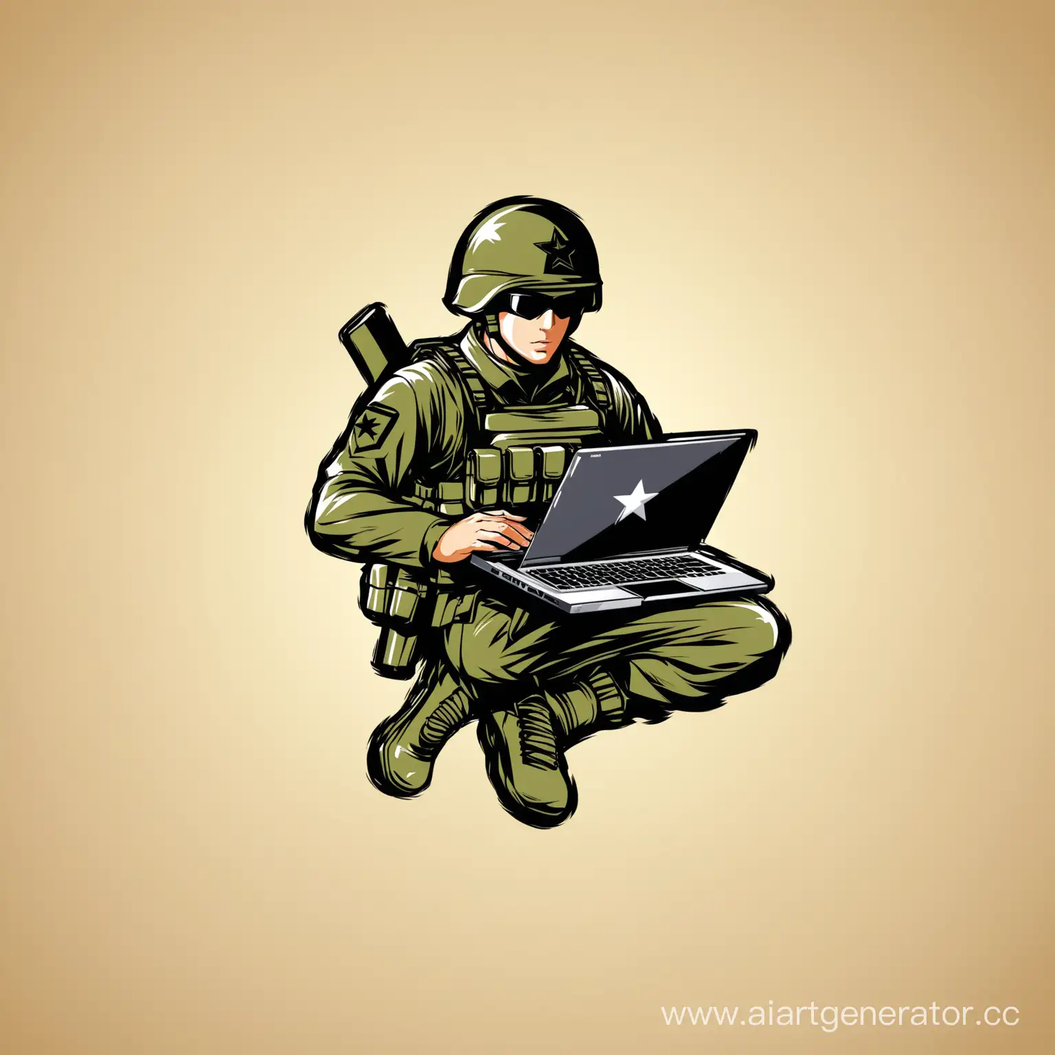 Digital-Warrior-Emblem-Laptop-Weaponry-Symbolizing-Modern-Warfare