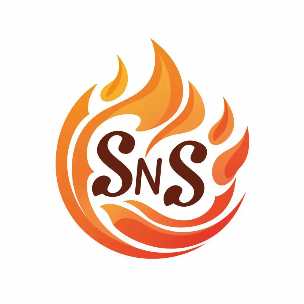 logo, s n s in fire, with the text "s n s", typography, be used in Restaurant industry