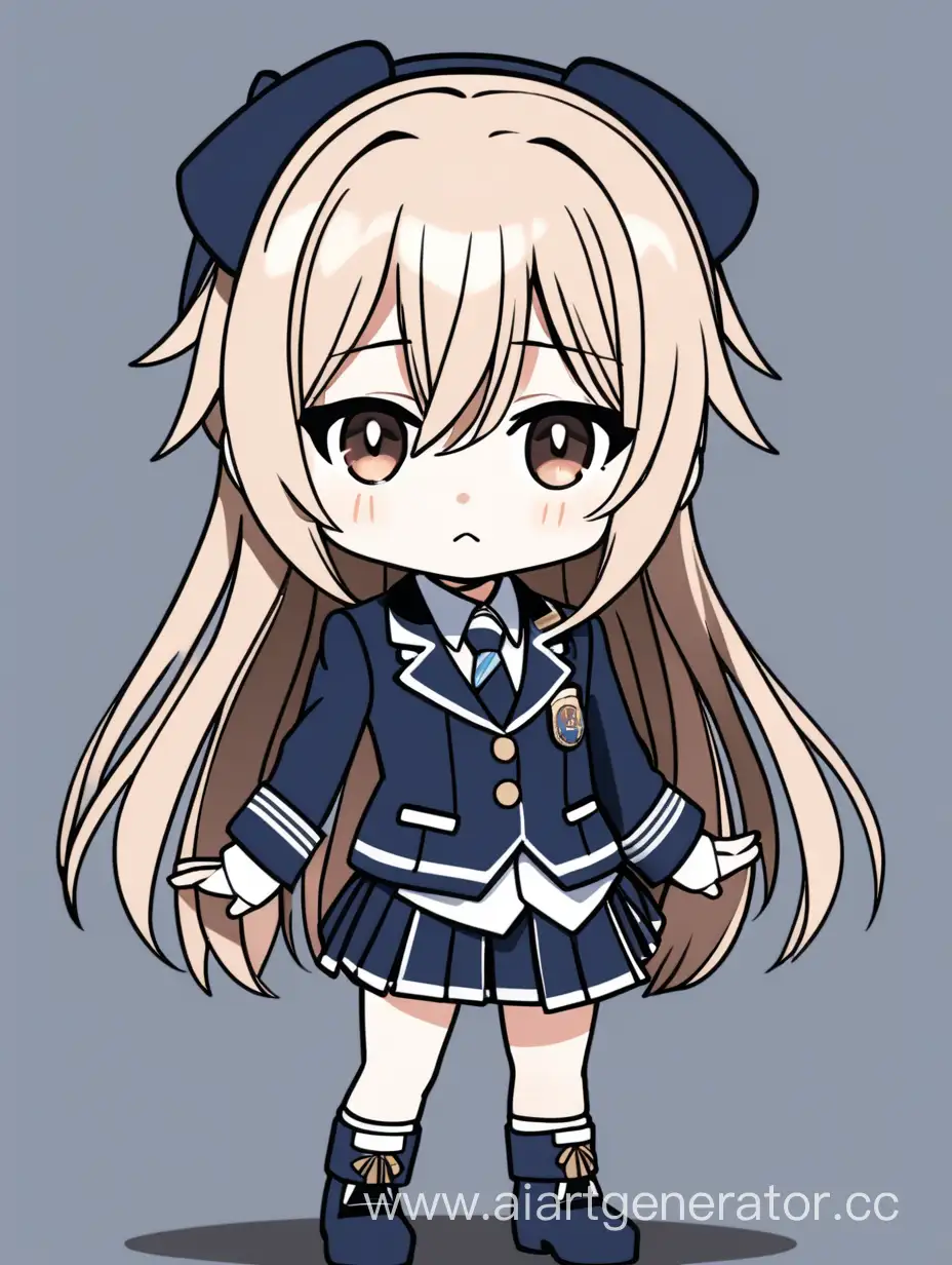 anime chibi girl standing still in official  man costume