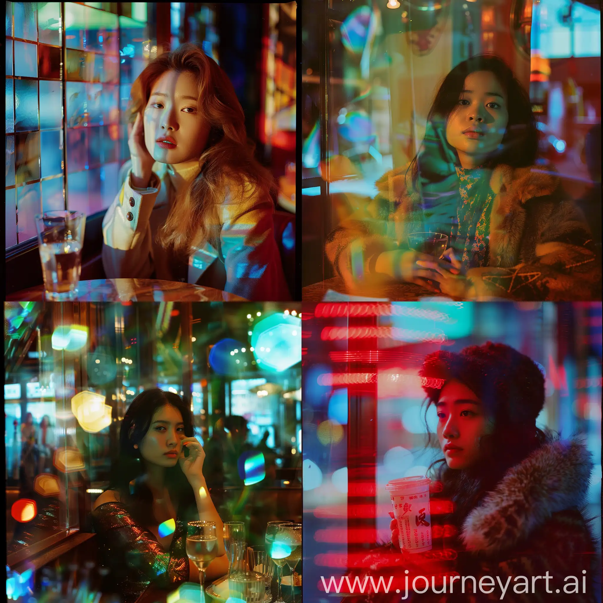Abstract-Portrait-Blackpinks-Jennie-in-Mink-Coat-Sipping-Cocktails-with-Dramatic-Penrose-Tiling