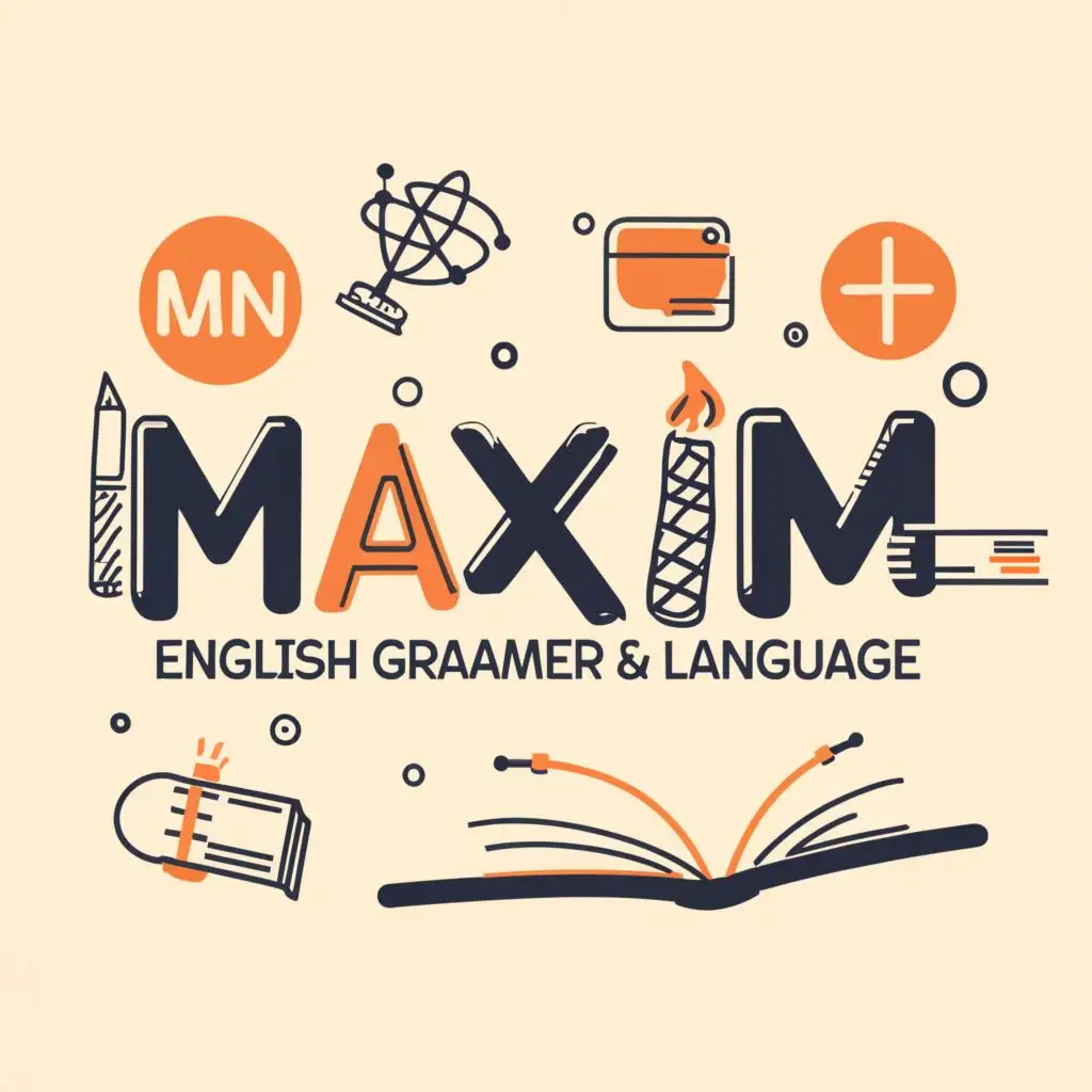 logo, WORD RELATED NAME, with the text "MAXIM ENGLISH GRAMMER AND LANGUAGE", typography, be used in Education industry