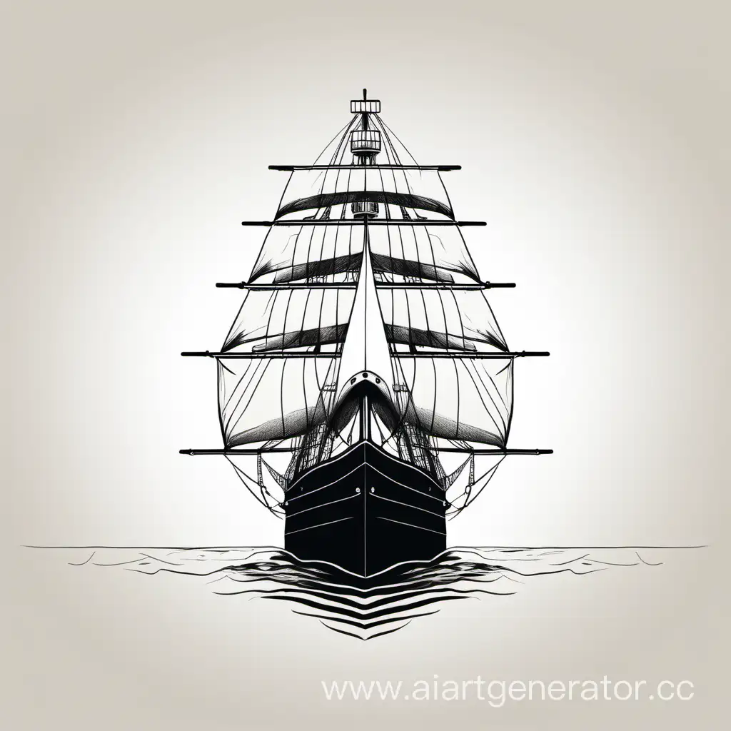 Front-View-Illustration-of-a-Majestic-Ship-at-Sea