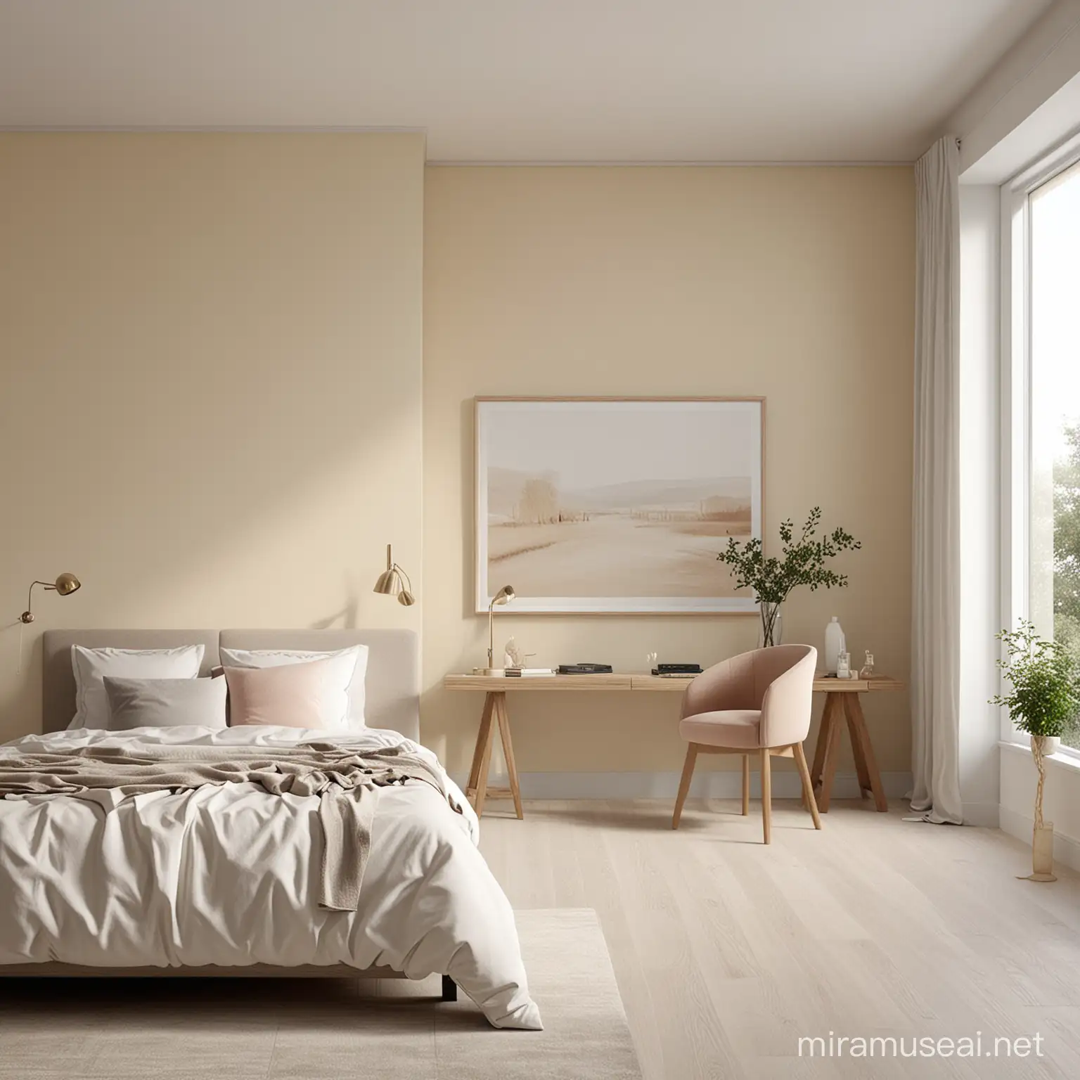 Bohemian Light Colors Bedroom Mockup for Interior Design Inspiration