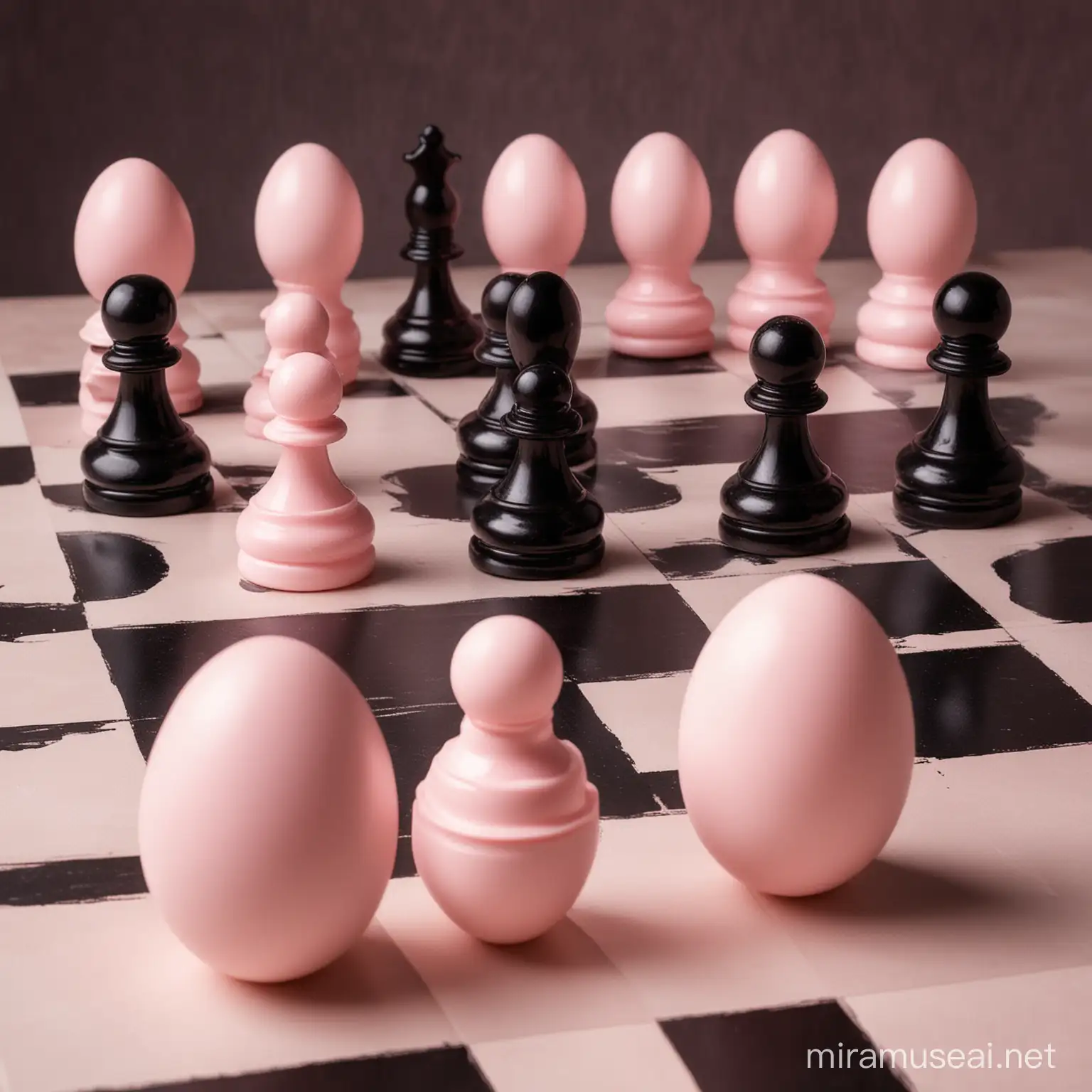Pink Chessboard with PawnLike Eggs