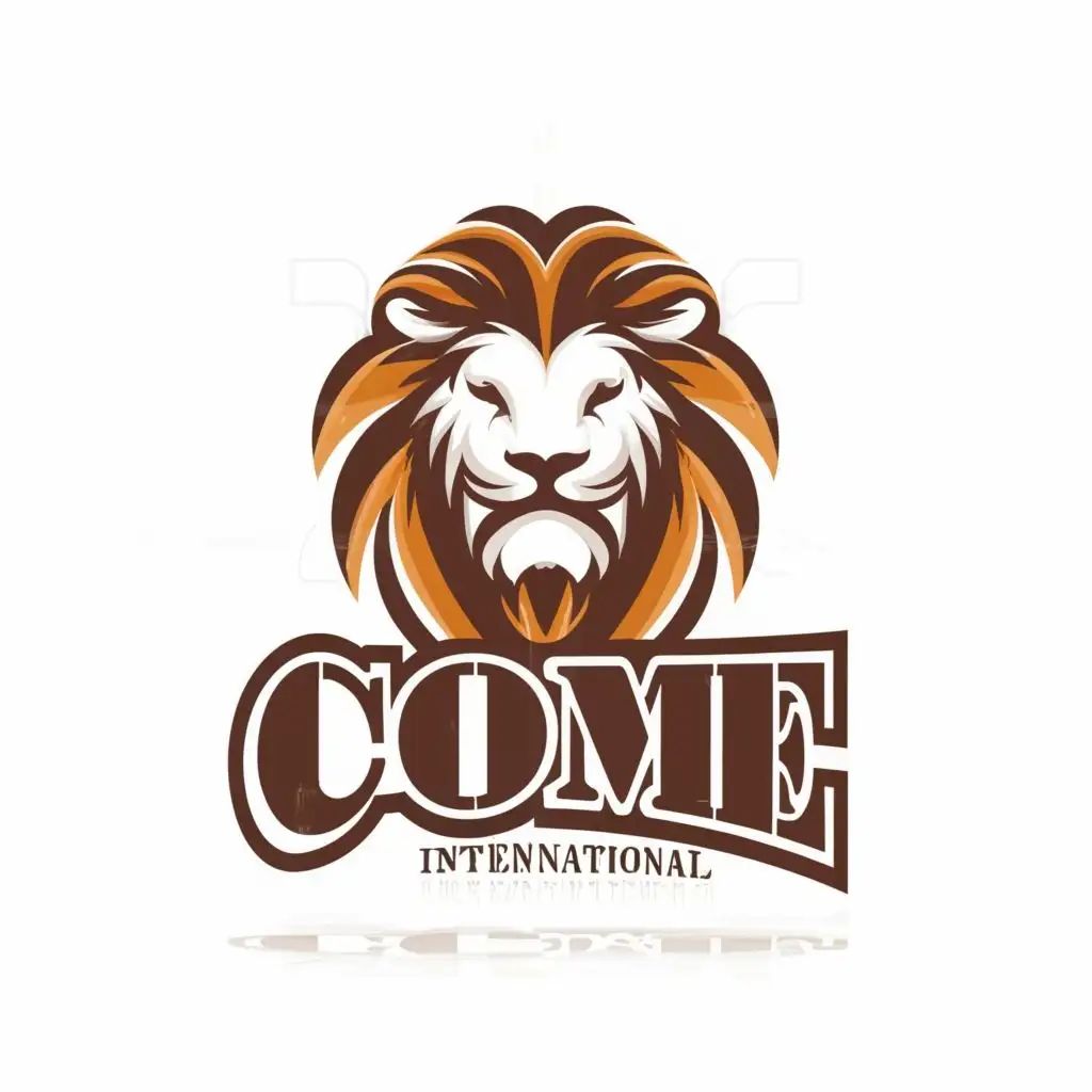 logo, Lion Tourism, international, travel, lifestyle, holiday, vacation, with the text "Come", typography, be used in Sports Fitness industry