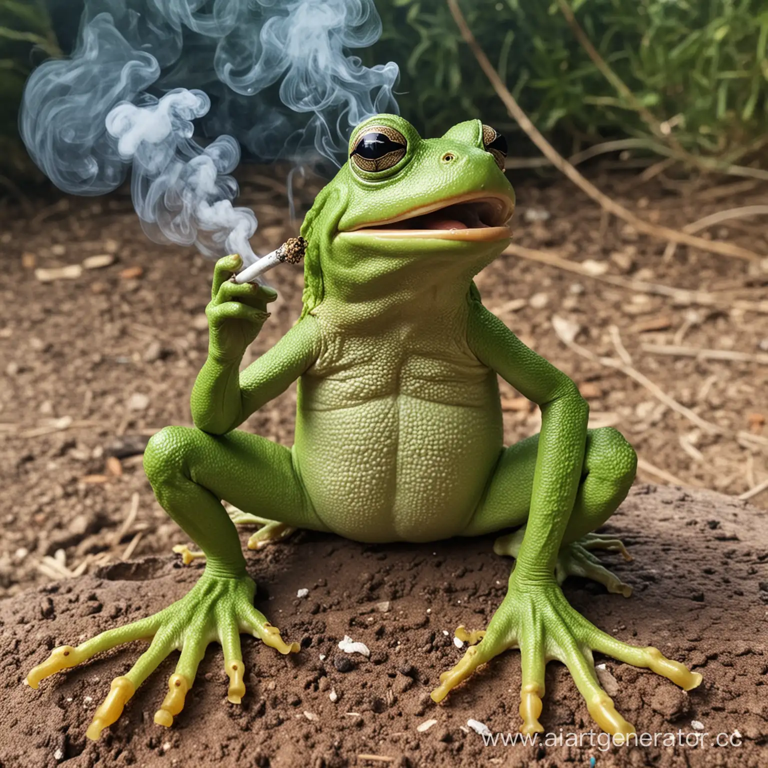 frog smoking canabis