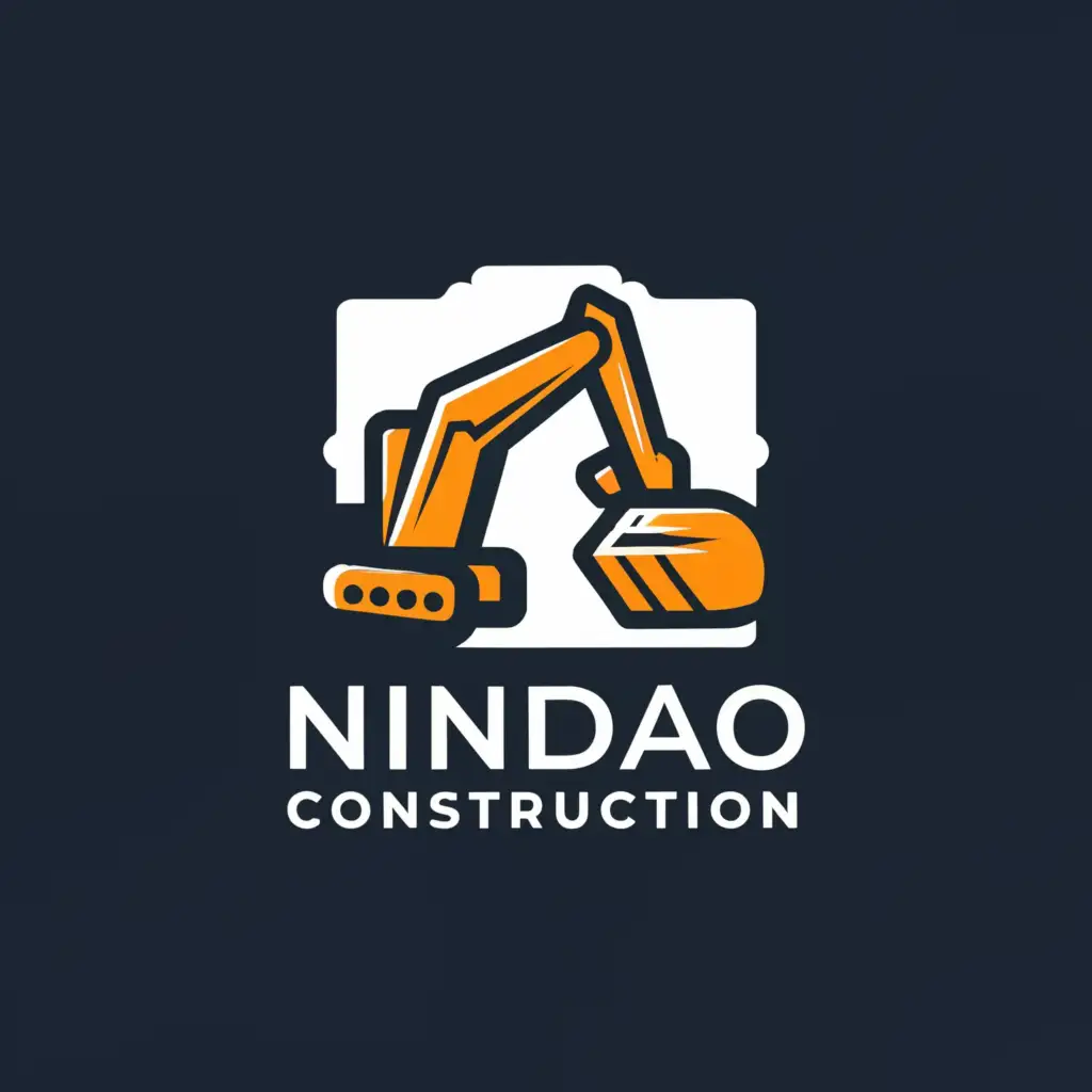 a logo design,with the text "Nindao Construction", main symbol:Excavator,Moderate,be used in Construction industry,clear background