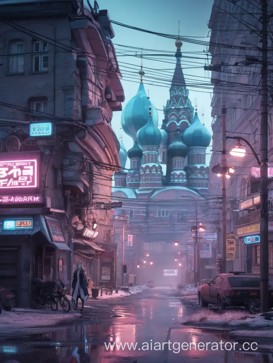 Русский город, Аниме, Киберпанк, 2D.