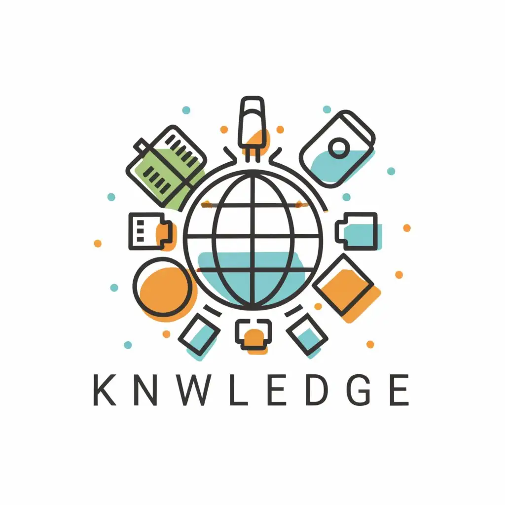a logo design, main symbol:A stylised globe of Earth with icons floating around it representing knowledge,Minimalistic,be used in Finance industry,clear background,no text
