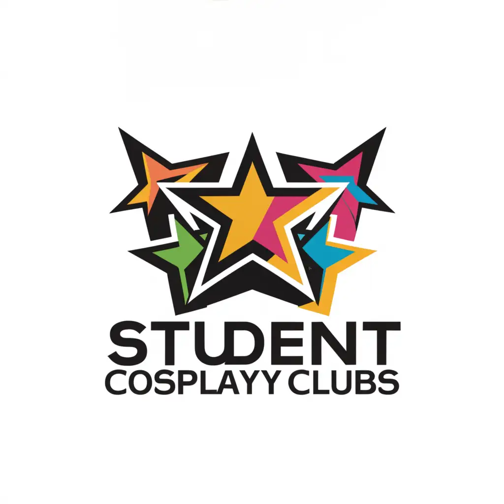a logo design,with the text "Student cosplay clubs", main symbol:star,Moderate,be used in Entertainment industry,clear background