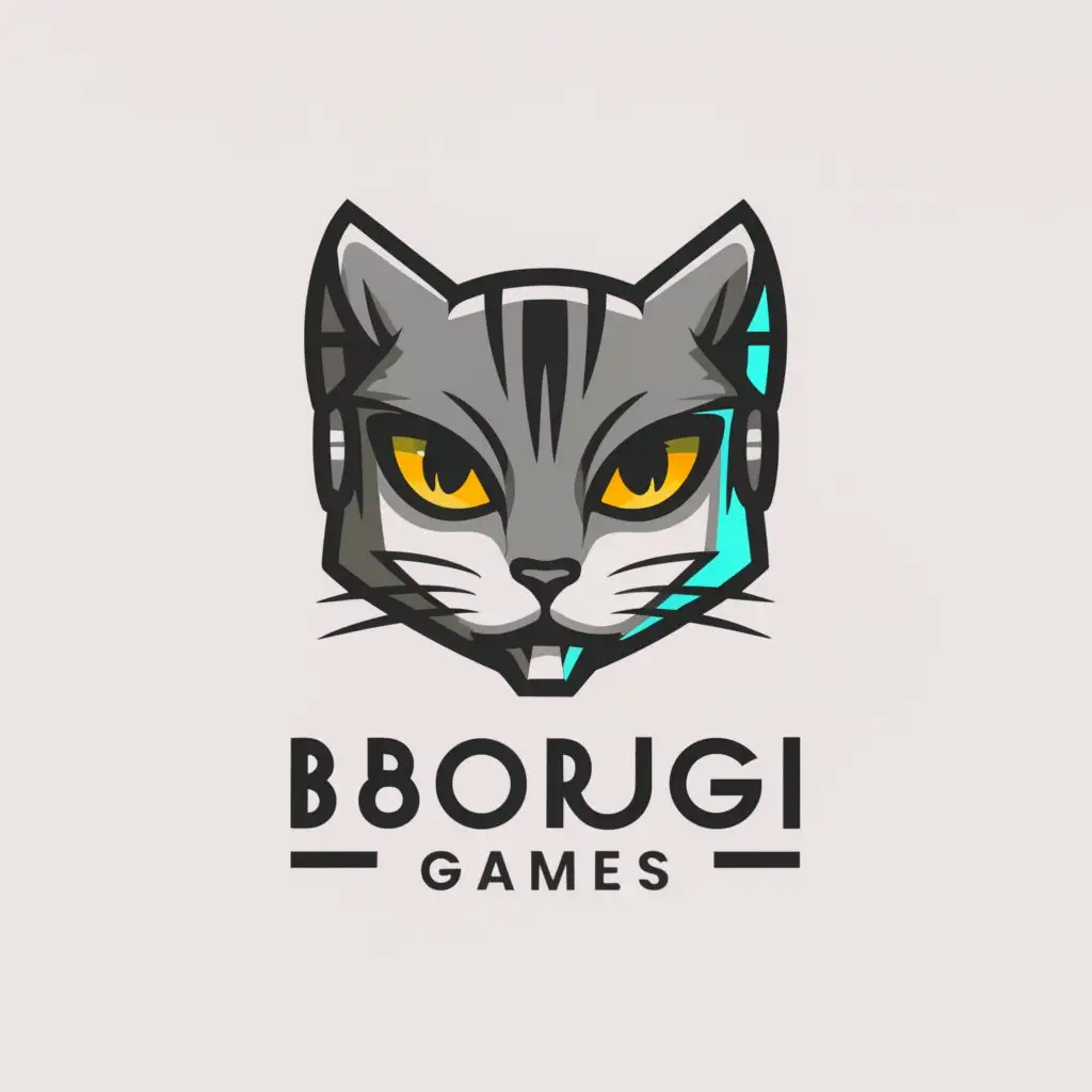 a logo design,with the text "Bourg Games", main symbol:Cat with keypads on the cheek,Moderate,clear background