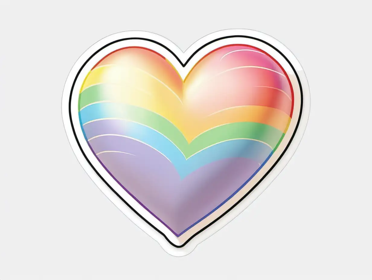 Cheerful Rainbow Heart Sticker on Pastel Background