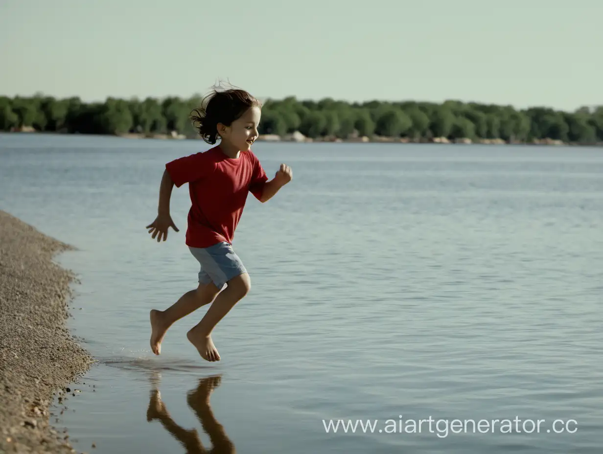 ребенок который бежит около воды прямо по воде как иисус
