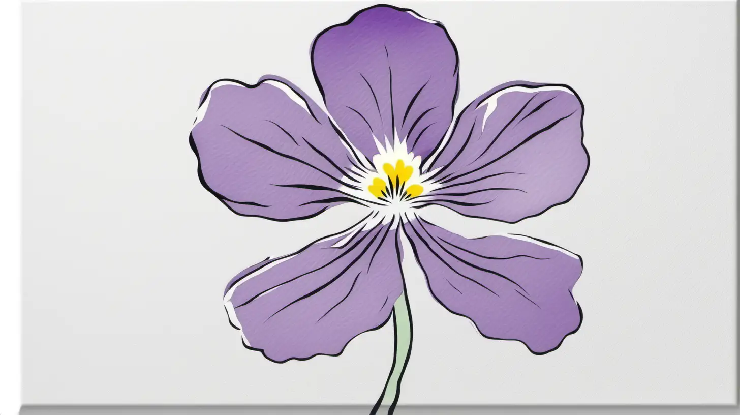 Pastel Watercolor Canadian White Violet Flower Clipart in Andy Warhol Style