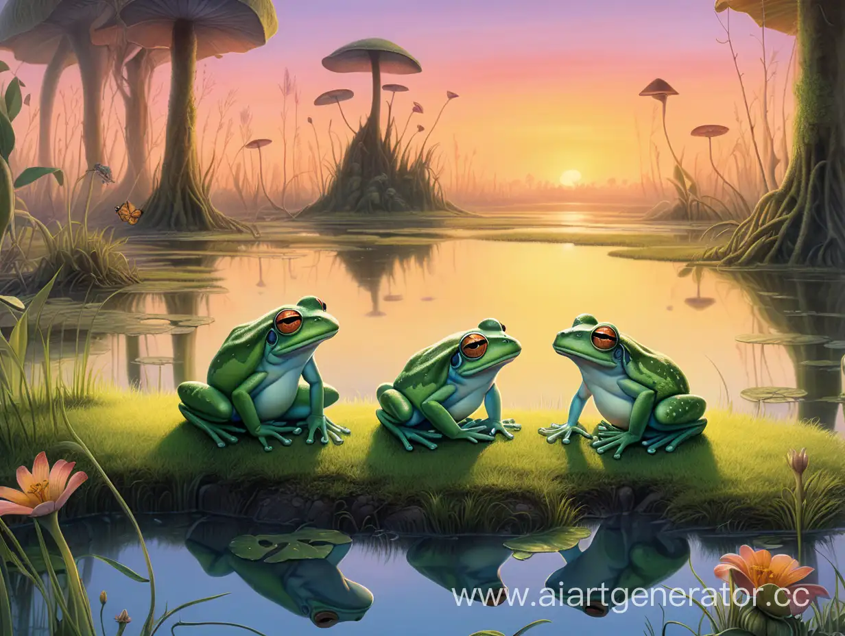 Enchanting-Sunset-Meeting-Boy-and-Frogs-in-Magical-Swamp