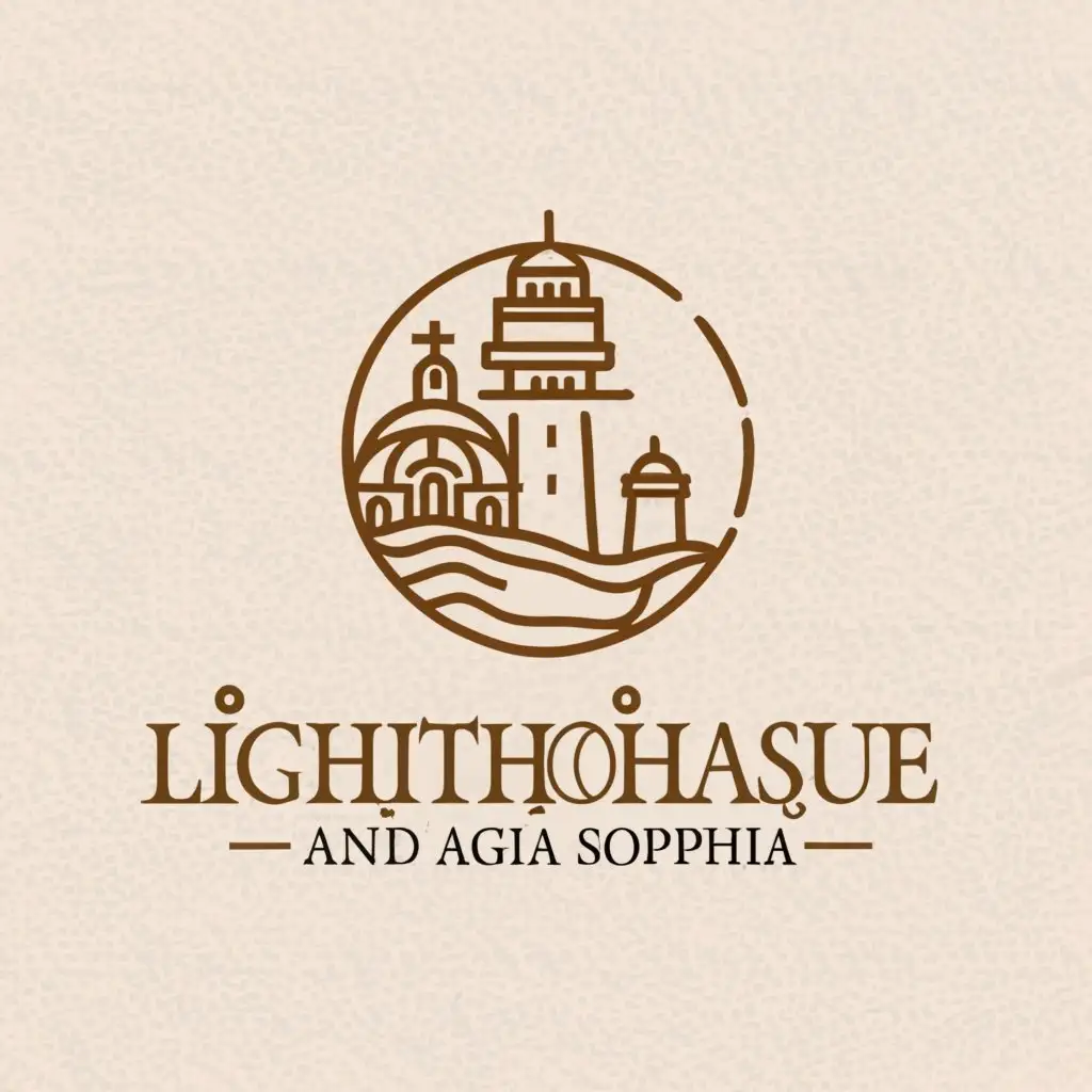 a logo design,with the text "lighthouse hania and agia sofia", main symbol:lighthouse hania and hagia sophia,complex,clear background
