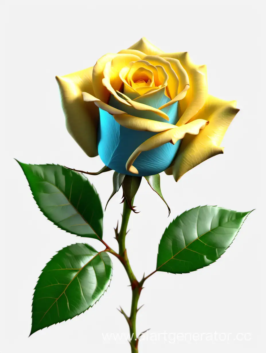 Vibrant-Sky-Blue-and-Yellow-Rose-with-Fresh-Lush-Green-Leaves-8K-HD-Floral-Image