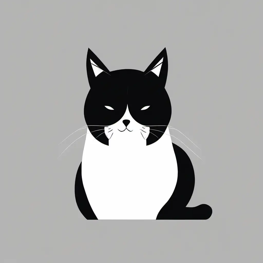Trendy Minimalist Style Black and White Cat Art