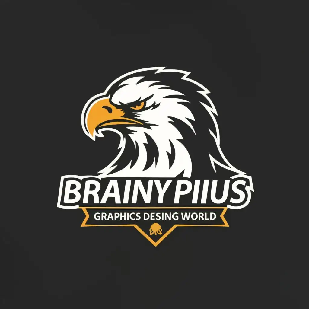 LOGO-Design-For-Brainy-Pius-Graphics-Designing-World-Eagle-Emblem-with-Dynamic-Typography-for-the-Technology-Industry