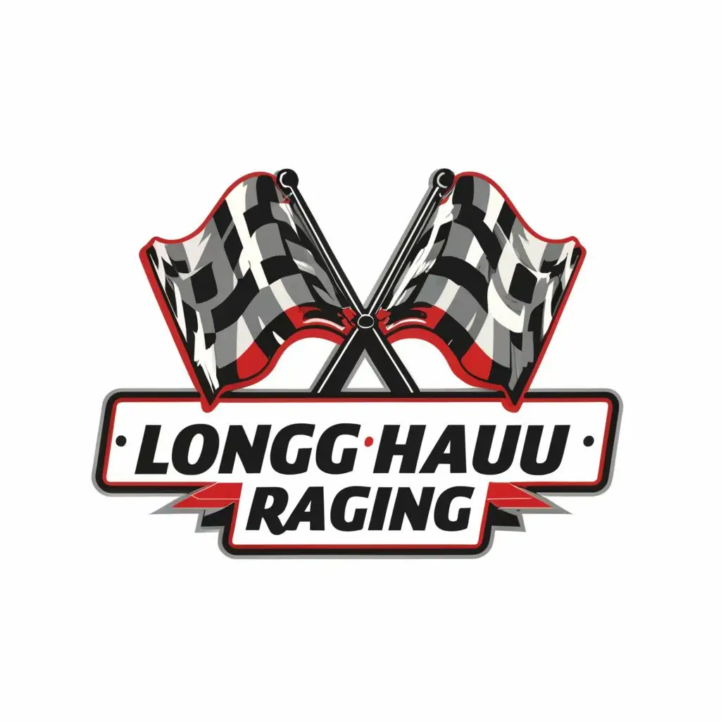 LOGO-Design-for-Team-Long-Haul-Racing-Bold-Racing-Flag-Symbol-with-Speedy-Lines-and-Clear-Automotive-Theme