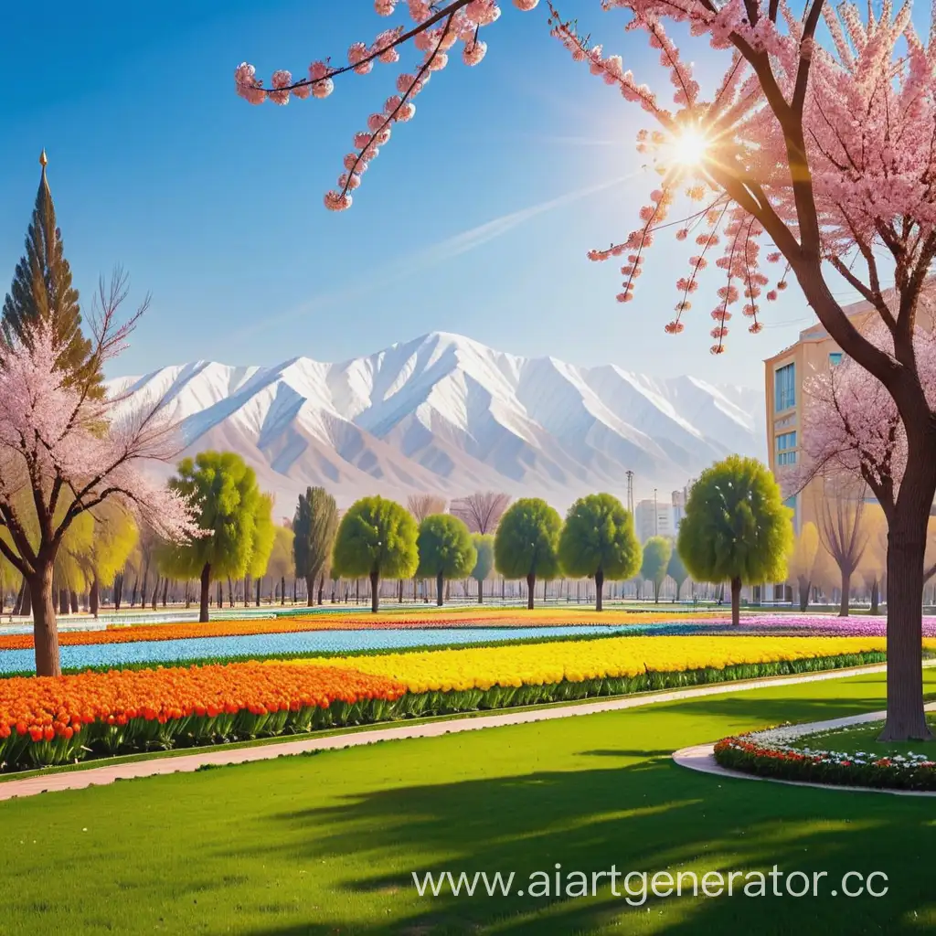 Spring in Tashkent,sunshine with mountains