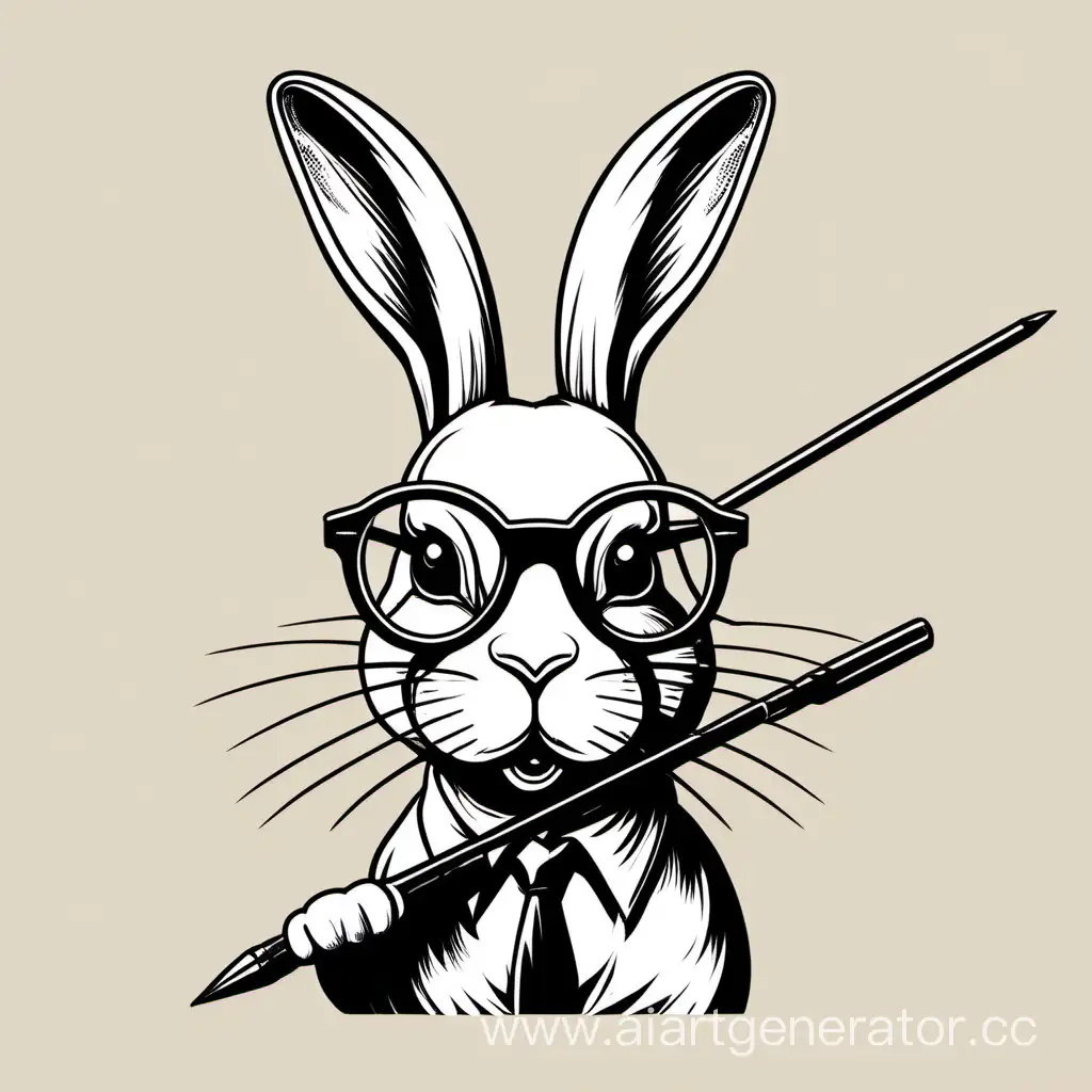 a bunny with glasses and a pointer