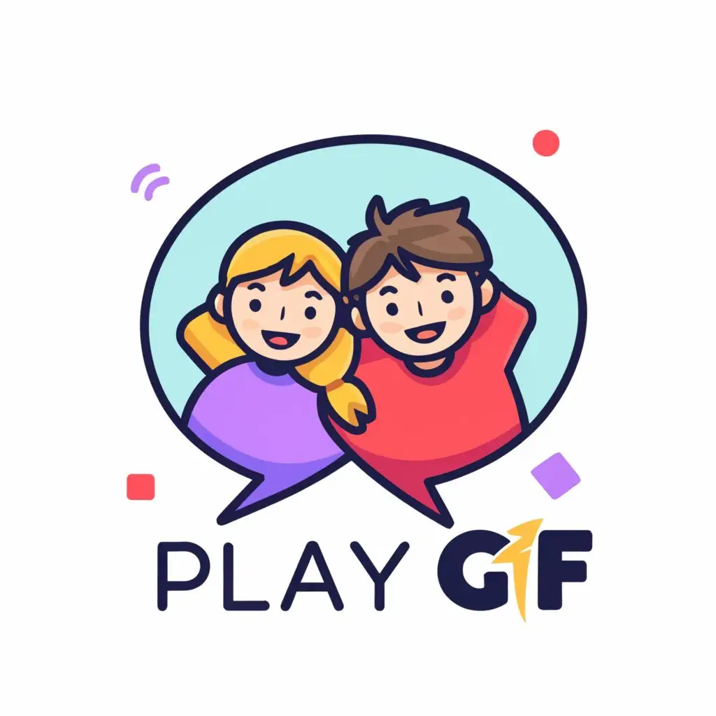 a logo design,with the text 'playgf', main symbol:Chat Room Girls & Boys,Moderate,clear background