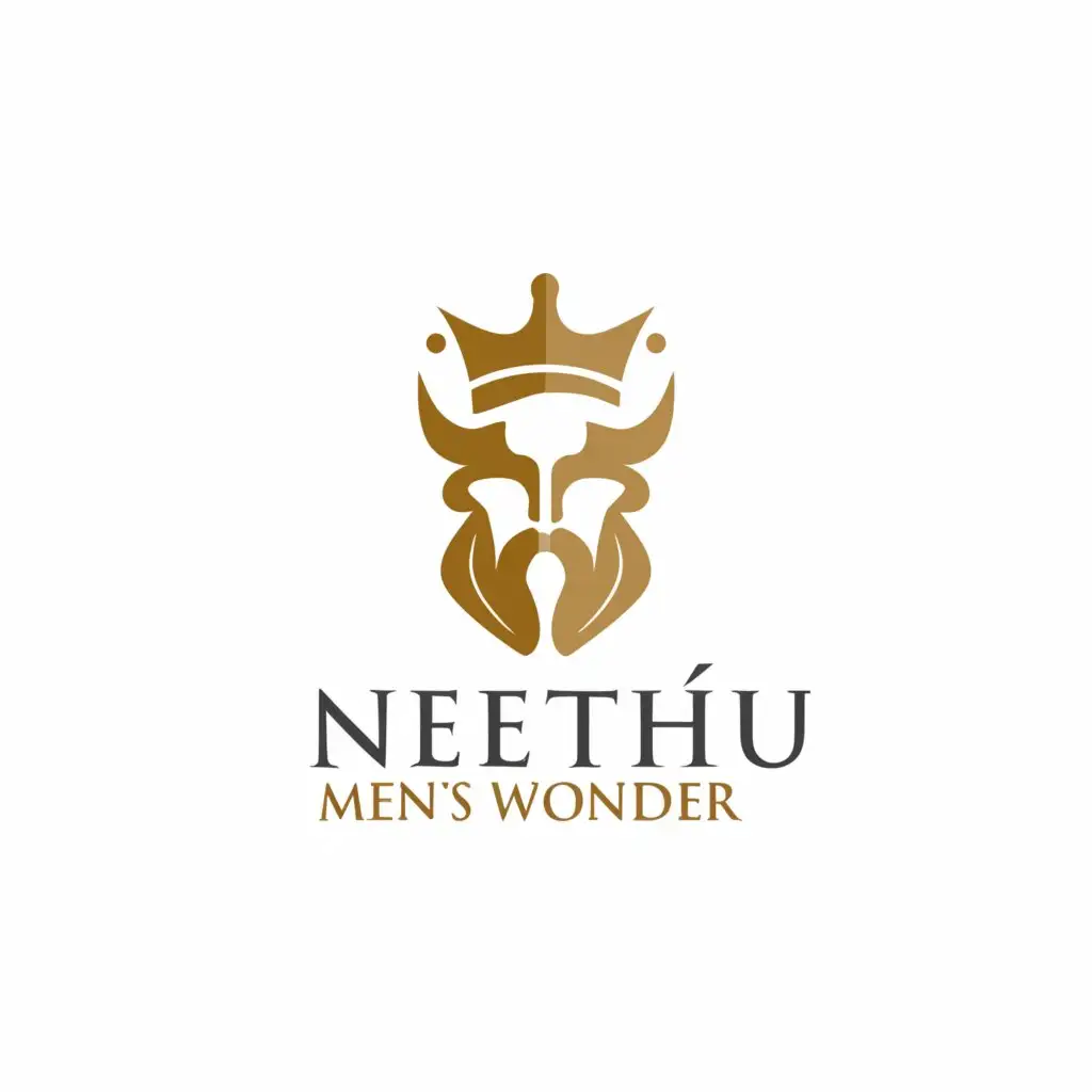 a logo design, with the text 'Neethu Men's Wonder', main symbol: men and crown, Minimalistic, to be used in Retail industry, clear background sapling mistake correct wonder remove line font weight bold