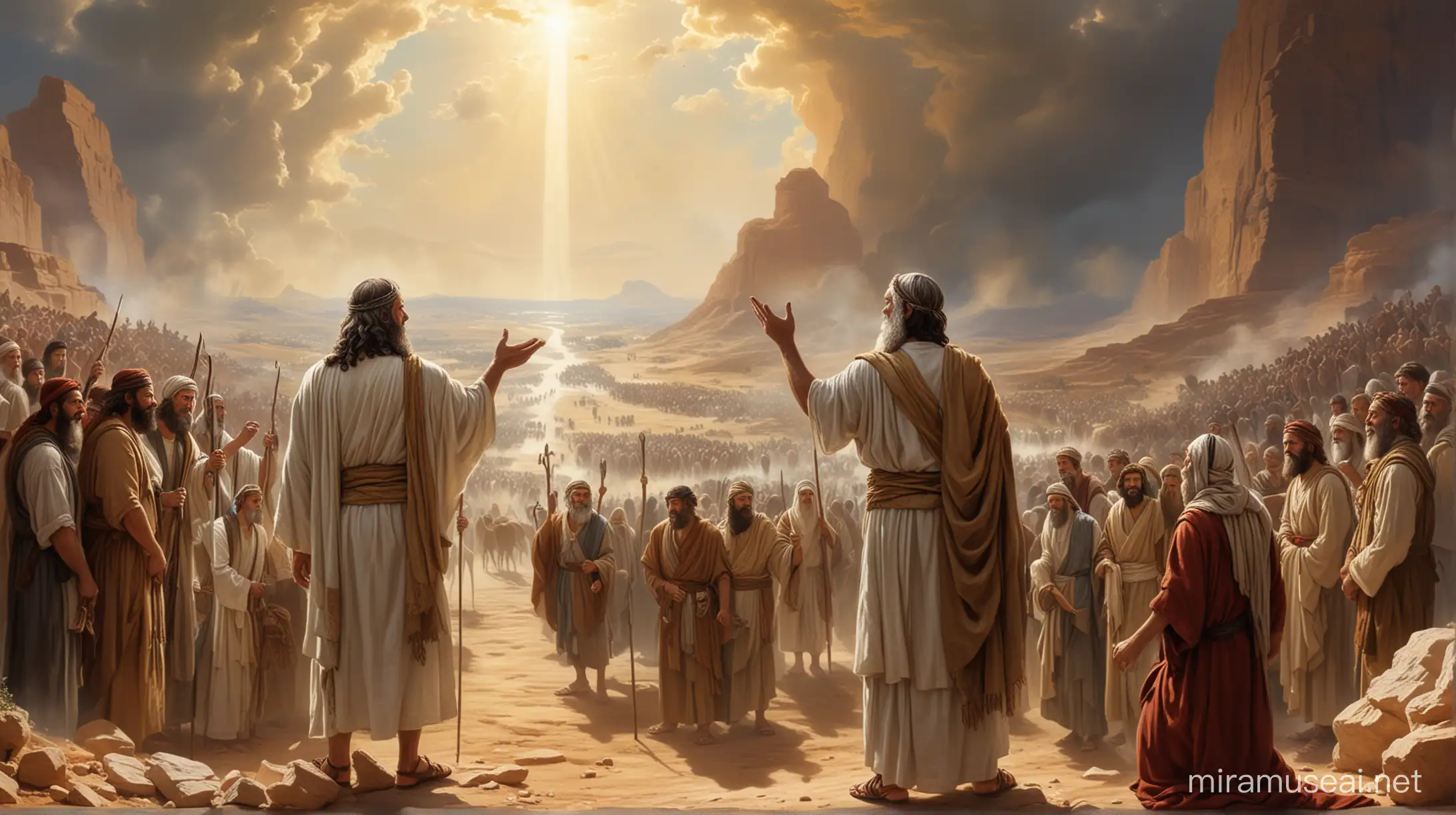Moses and Aaron Communicating Divine Guidance to the Israelites