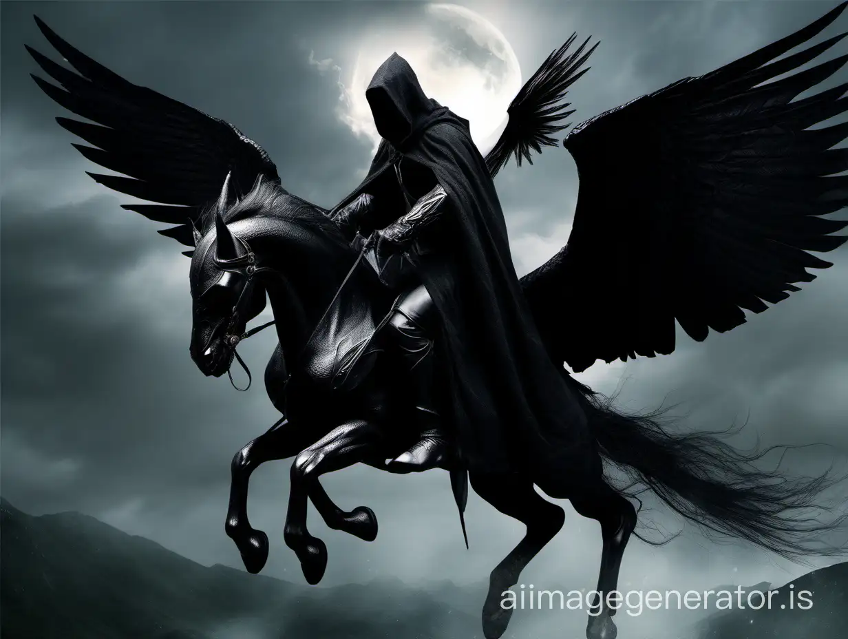 A nazgul on a black pegasus with wings