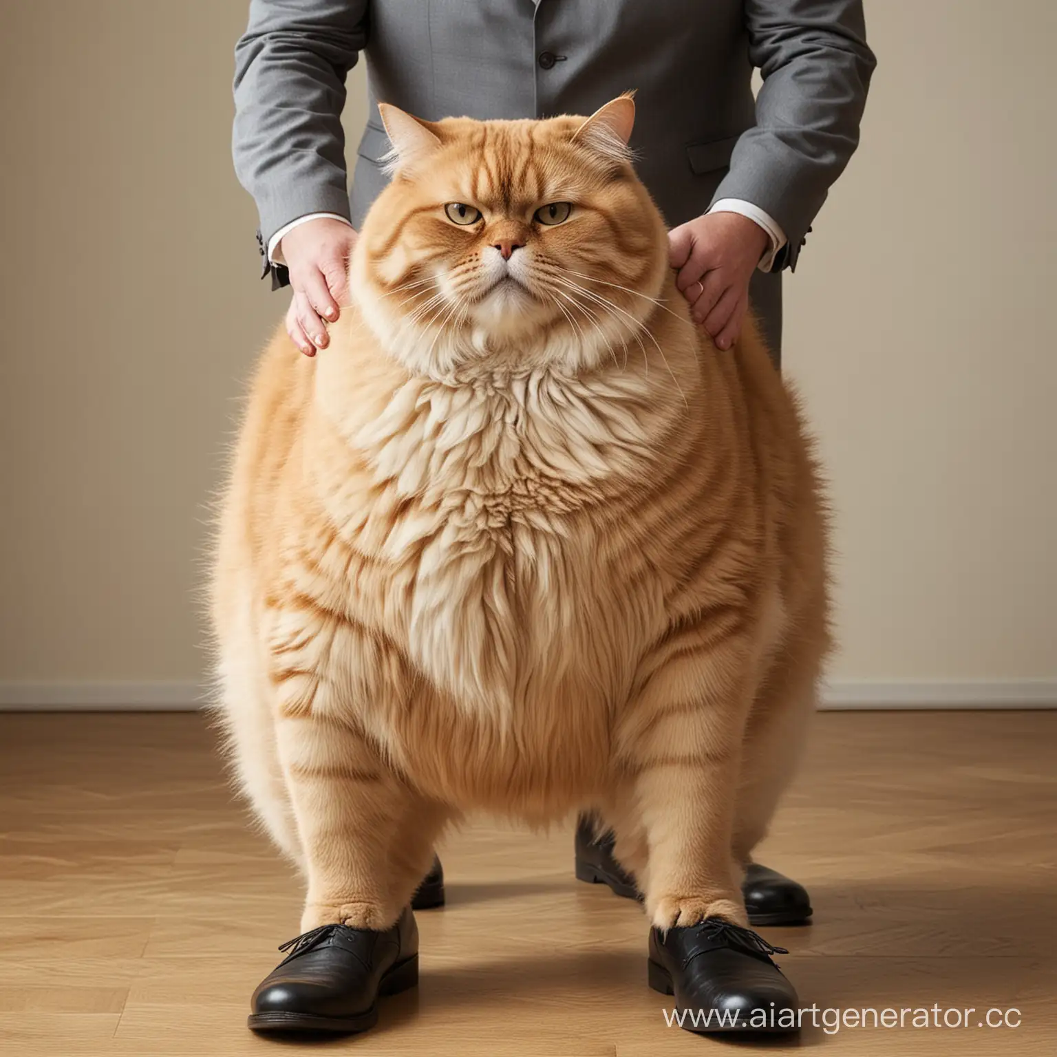 Plump-Cat-Relaxing-on-Gentlemans-Lap