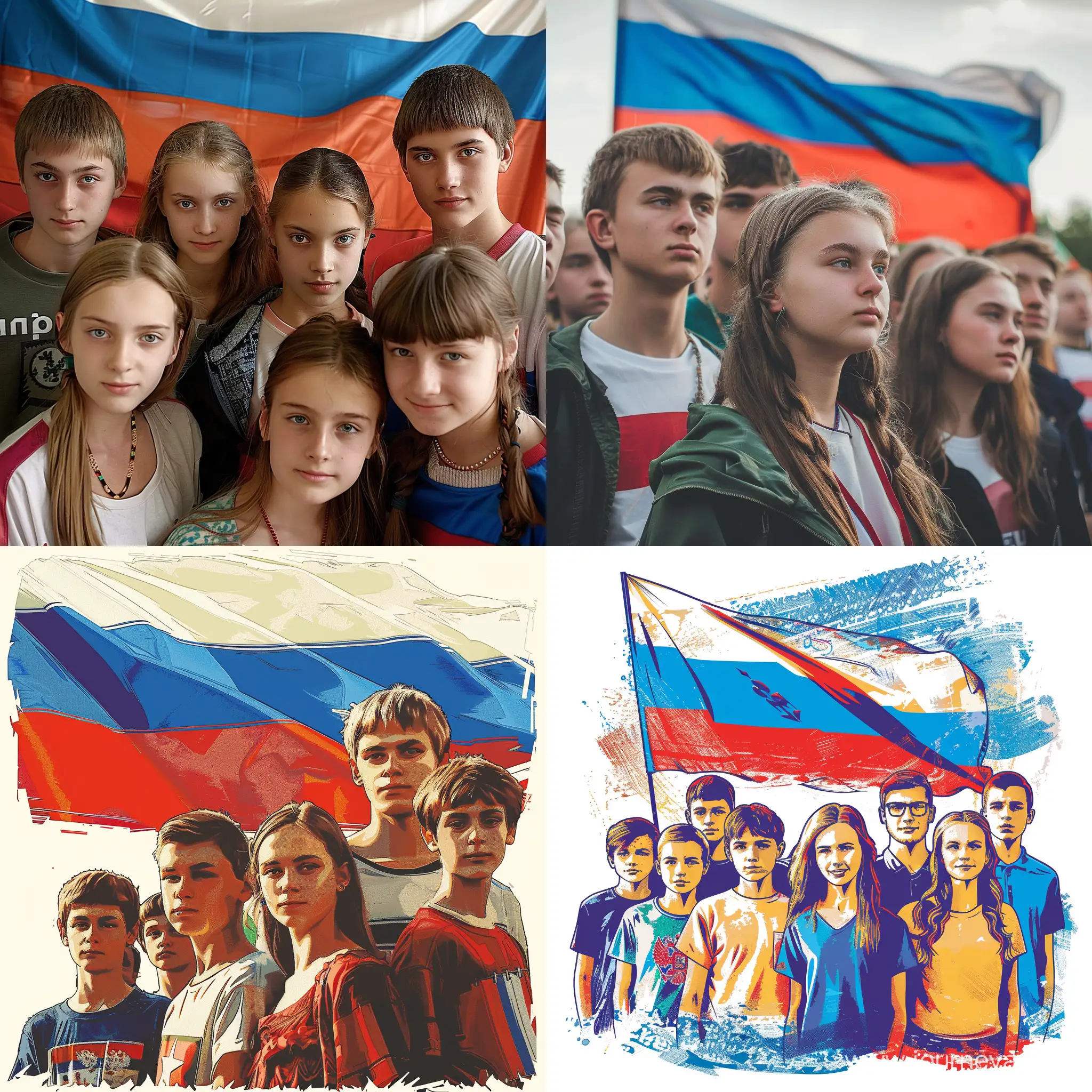 Patriotic-Education-Youth-Group-with-Russian-Flag