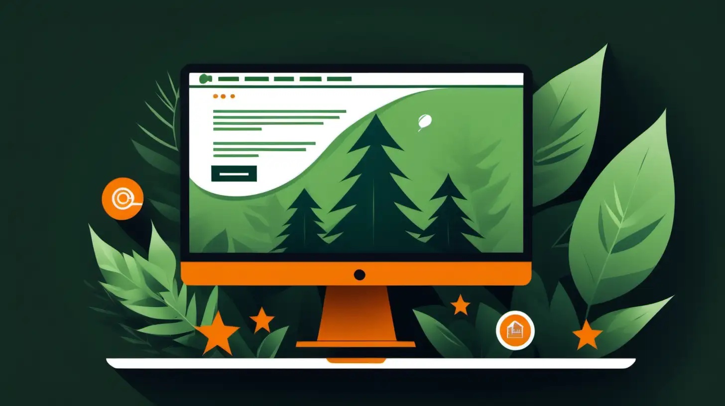 In-Depth Guide To Evergreen Content for optimizing website performance

no writing and words should be included only perception based scenario focusing website

the background color should be black 
and orange color