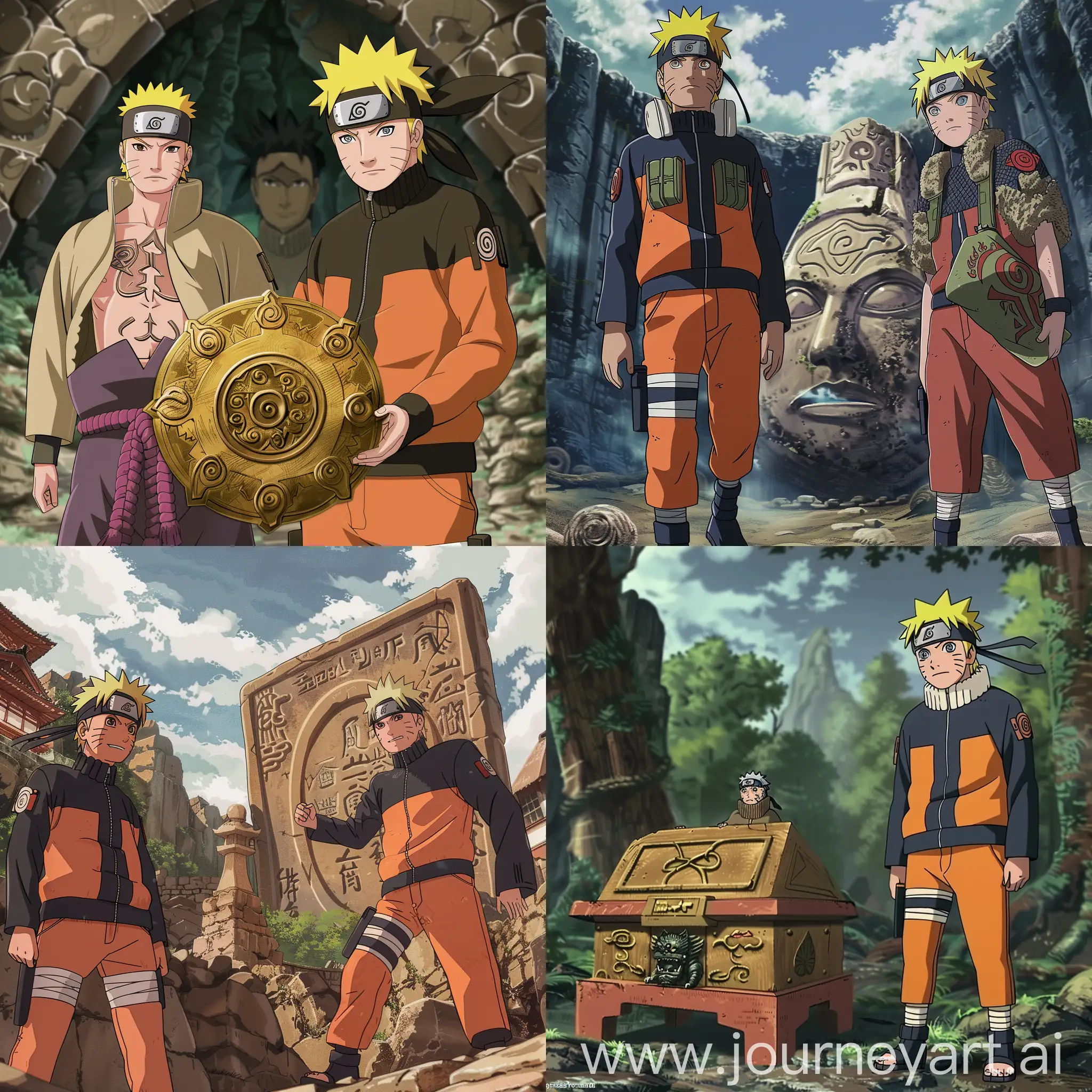 Naruto-and-Kiba-Guarding-Katsuo-Fuketsu-Artifact