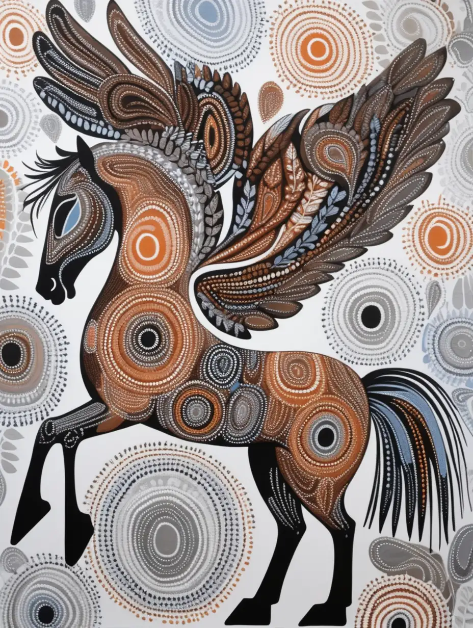 Contemporary Australian Aboriginal EarthToned Art Featuring Pegasus