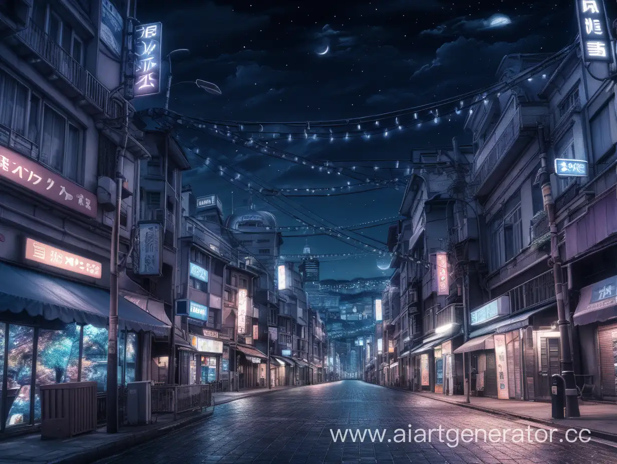обложка, для вк сообщества, в стиле аниме атмосферы ночного города, без людей