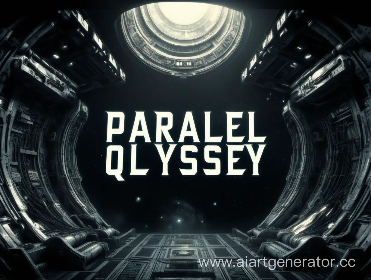 /imagine prompt: realistic, personality:  the title card "Parallel Odyssey" . The text should be bold and eye-catching, creating anticipation for the upcoming film.] unreal engine, hyper real --q 2 --v 5.2 --ar 16:9