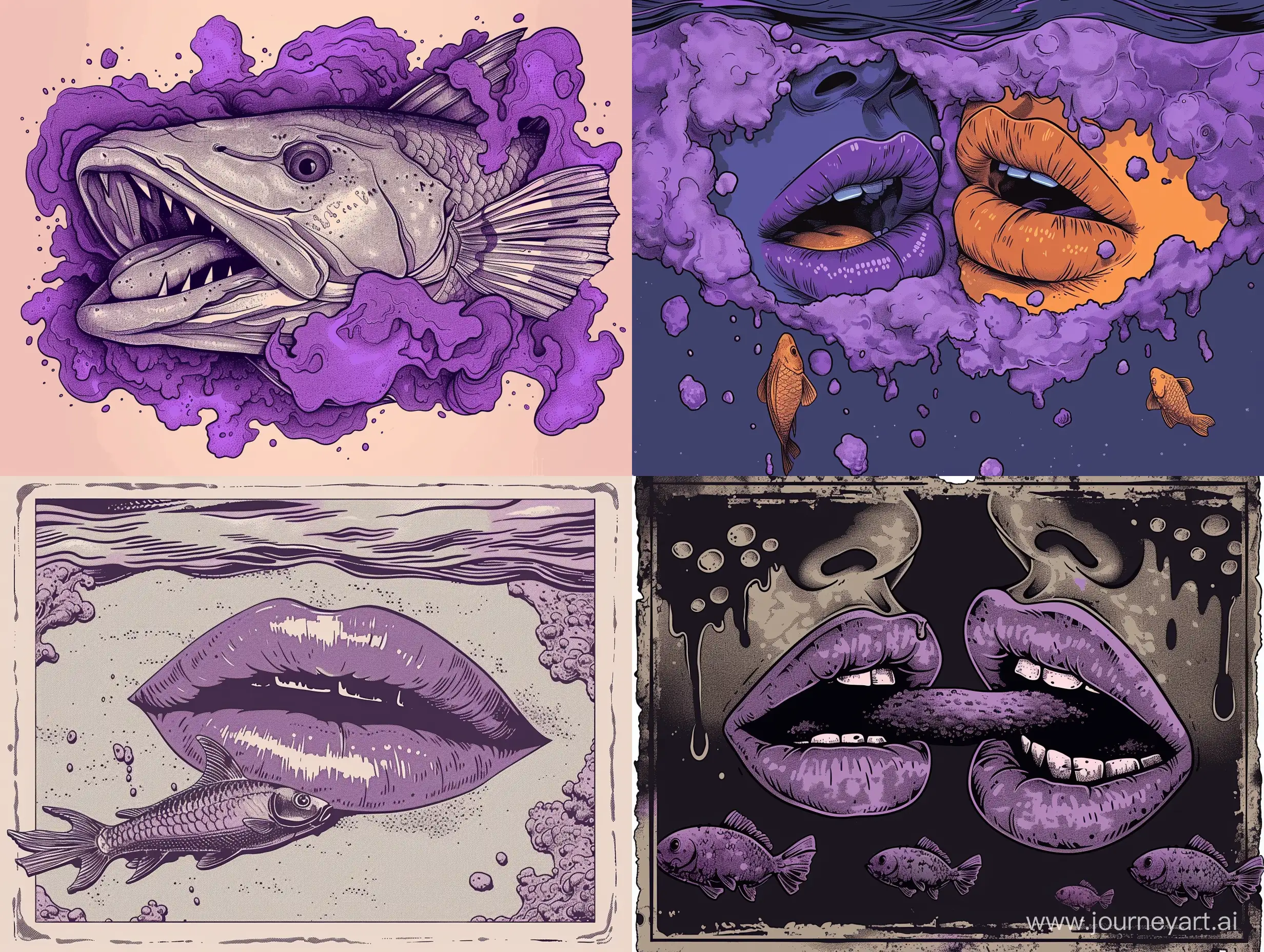Anthropomorphic-Halftone-Purple-Scum-Clap-Tone-Fish-Lips