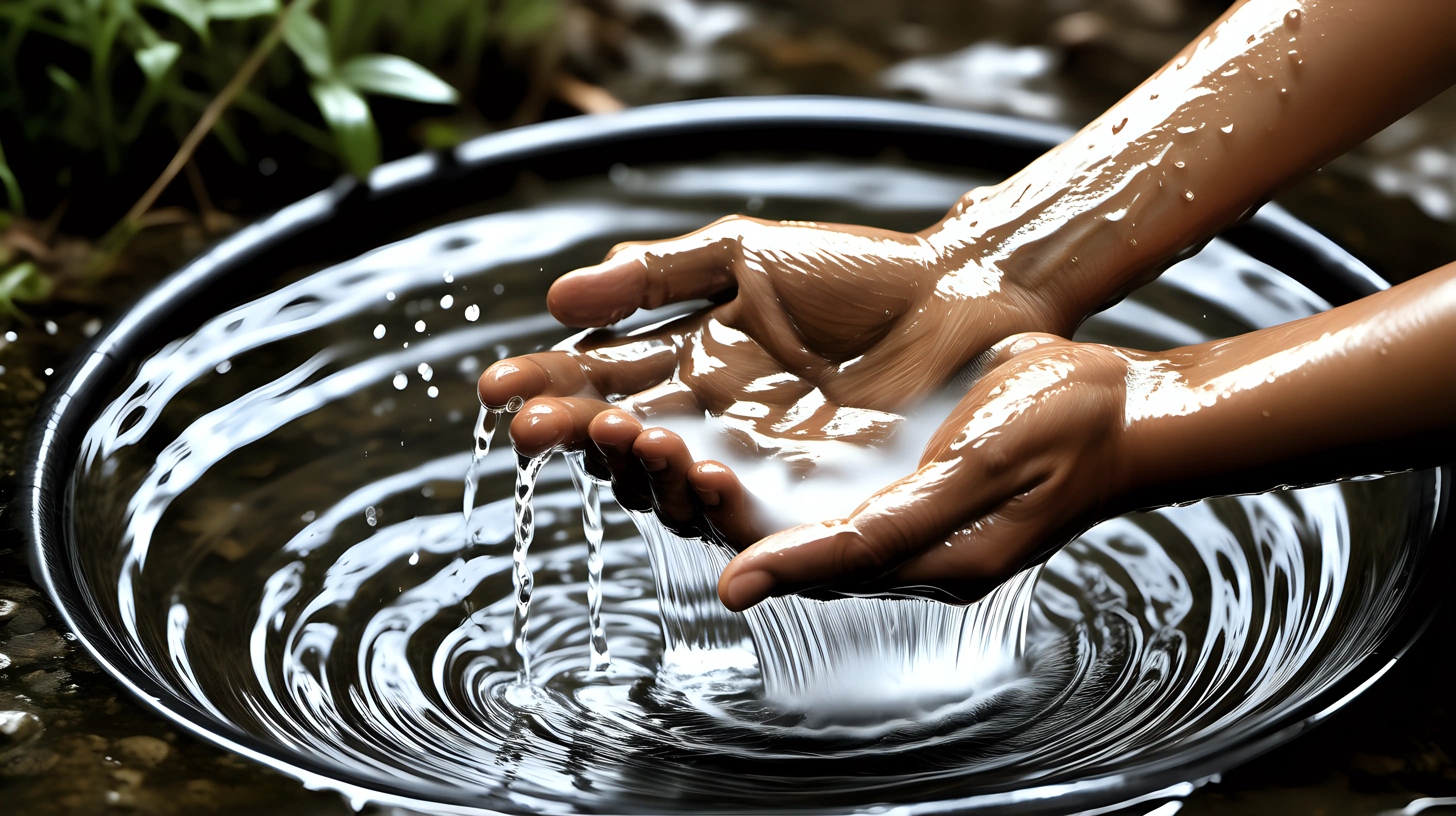 Hands Washing Under Flowing Water Cleanliness Concept Art