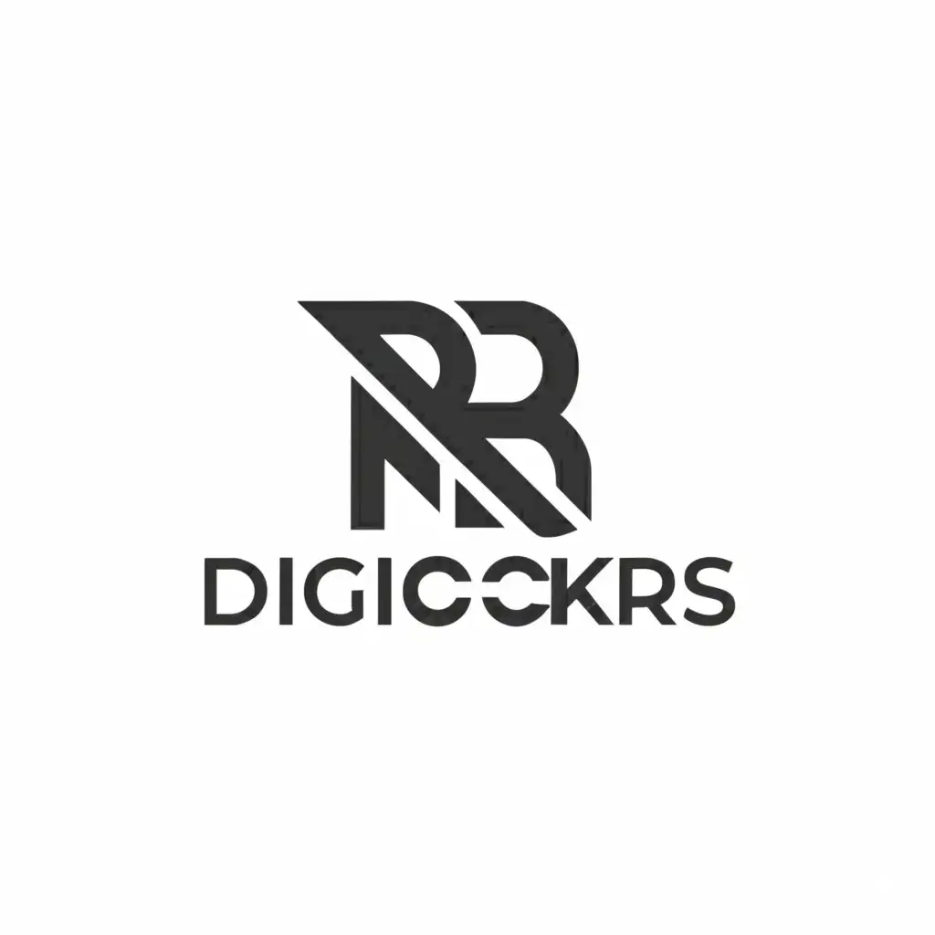 a logo design,with the text "DigiRockers", main symbol:R,Minimalistic,clear background
