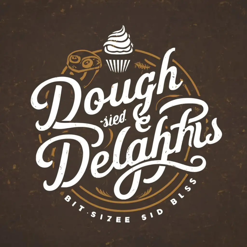 logo, Bite-sized Bliss!, with the text "Dough & Delights", typography, be used in Restaurant industry