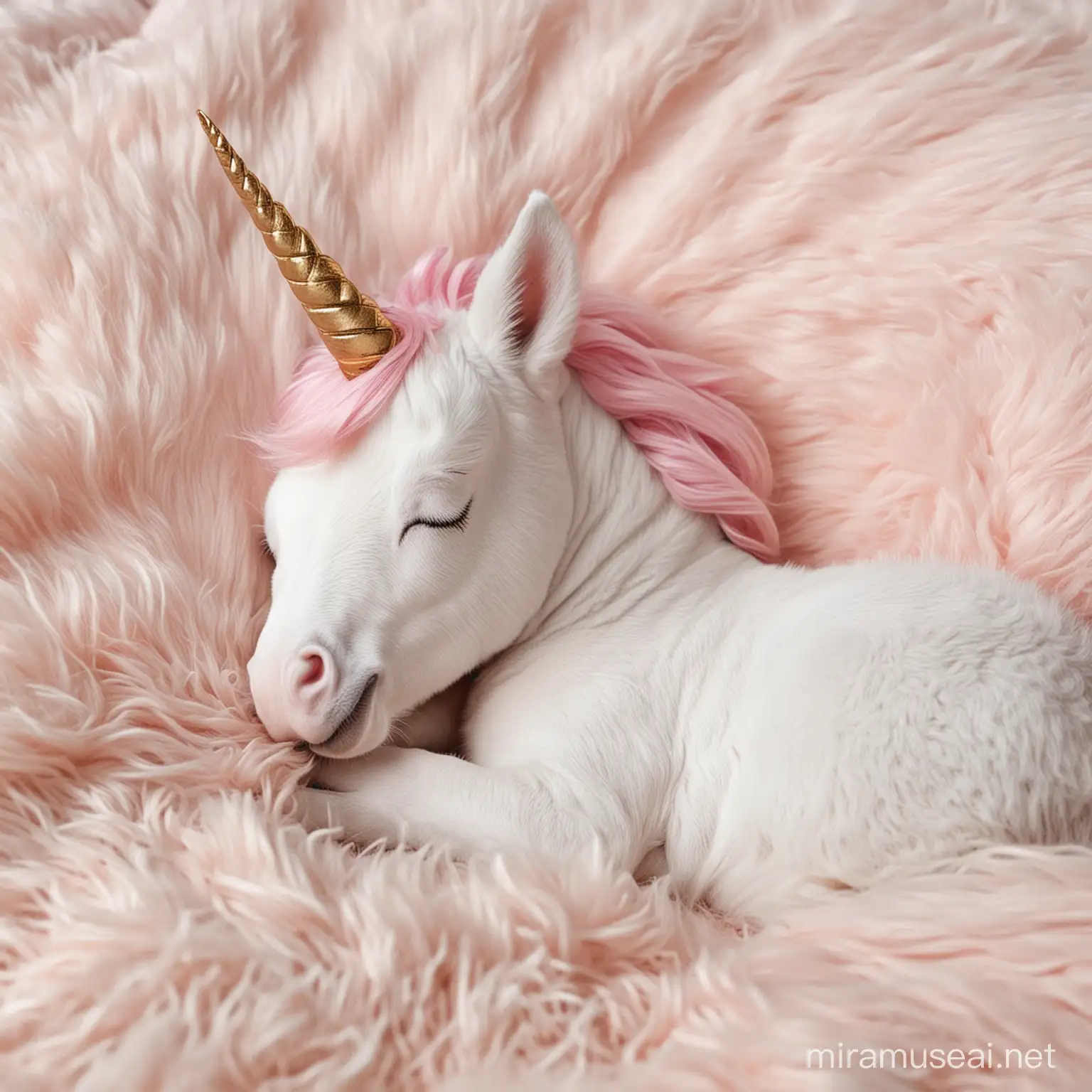 A baby unicorn sleeping peacefully 